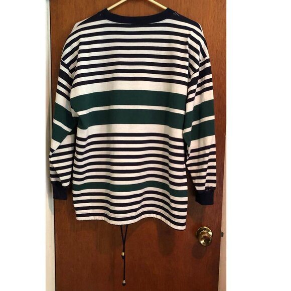 Folette, Oversized Small, Nautical Stripe,  Cotton-blend top, White/Green/Blue - Picture 2 of 8